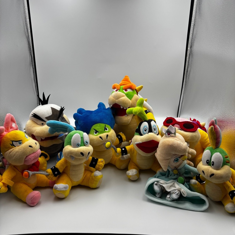 9Super Mario Plush Lot Bowser Rosalina Koopalings Wendy Larry Ludwig Iggy Morton